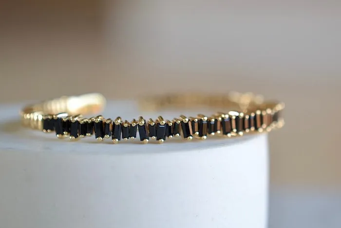 Black Sapphire Baguette Bangle