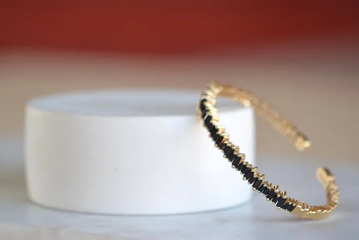 Black Sapphire Baguette Bangle