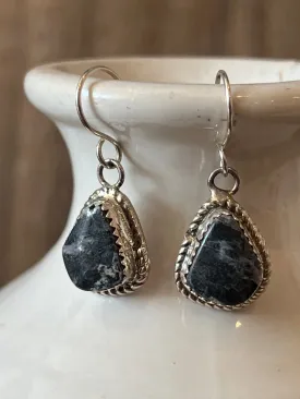 Blackout White Buffalo Sterling Silver Earrings