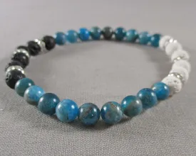 Blue Apatite With Lava Stone Bracelet 1pc (1495)