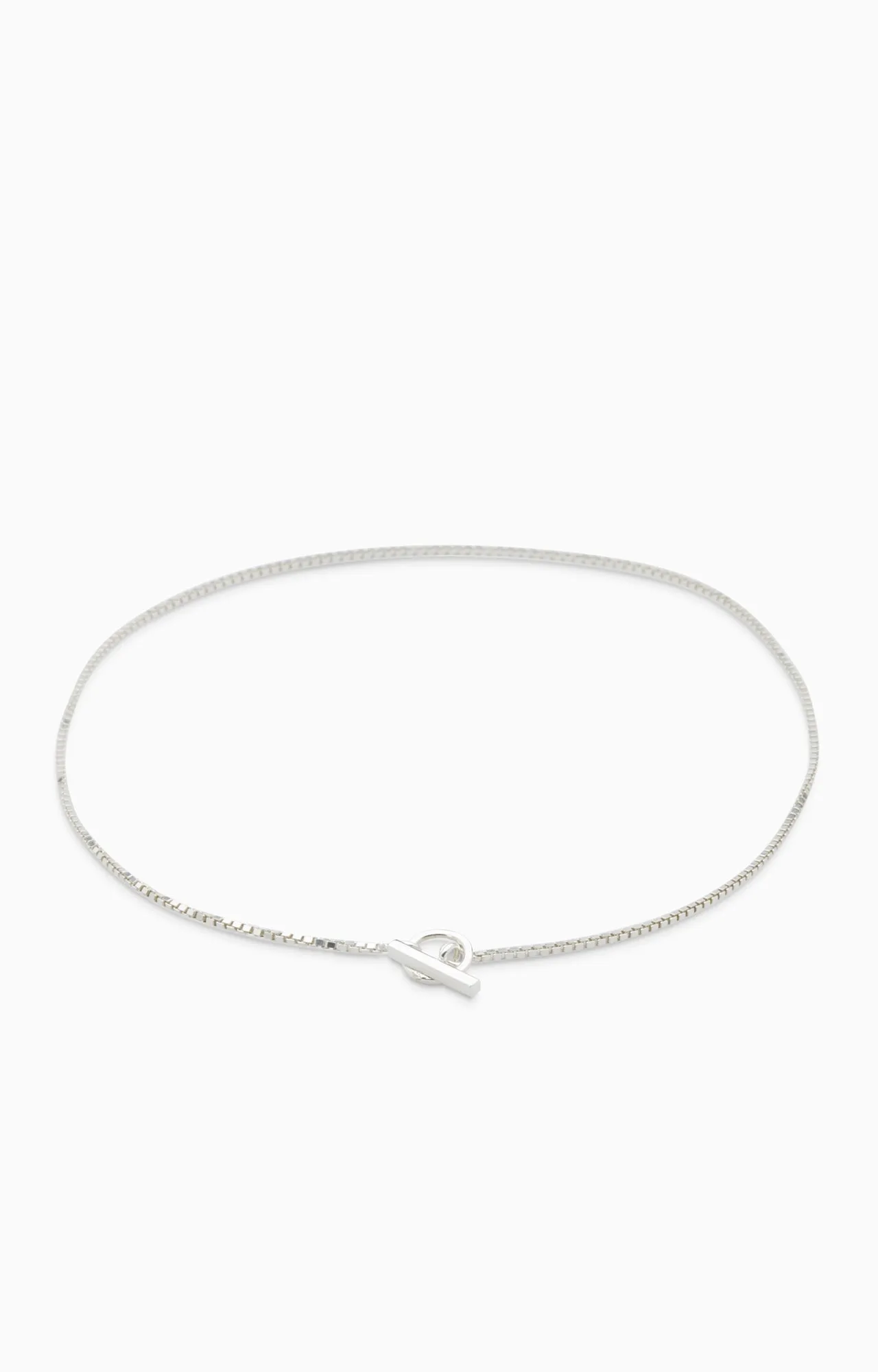 Box Chain Fob Necklace  | Silver