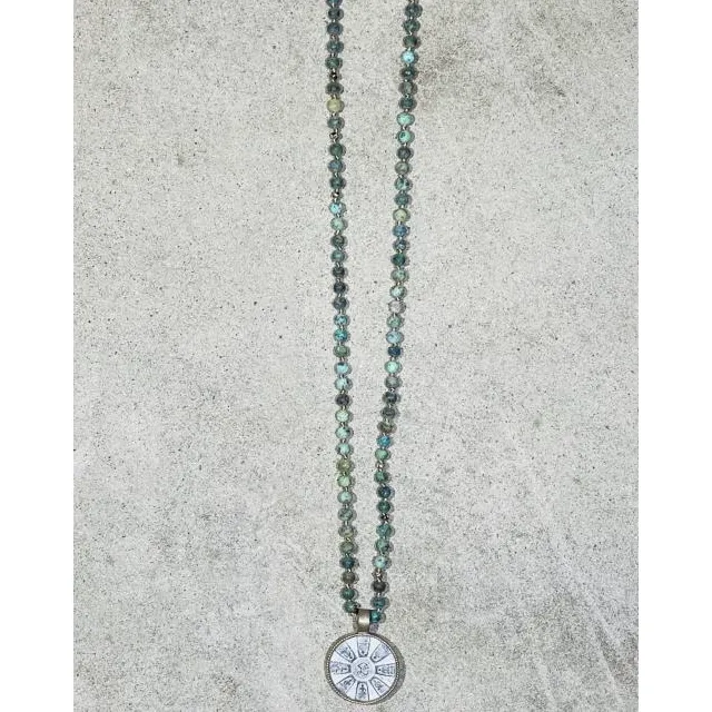 Buddha 20 Necklace in African Turq
