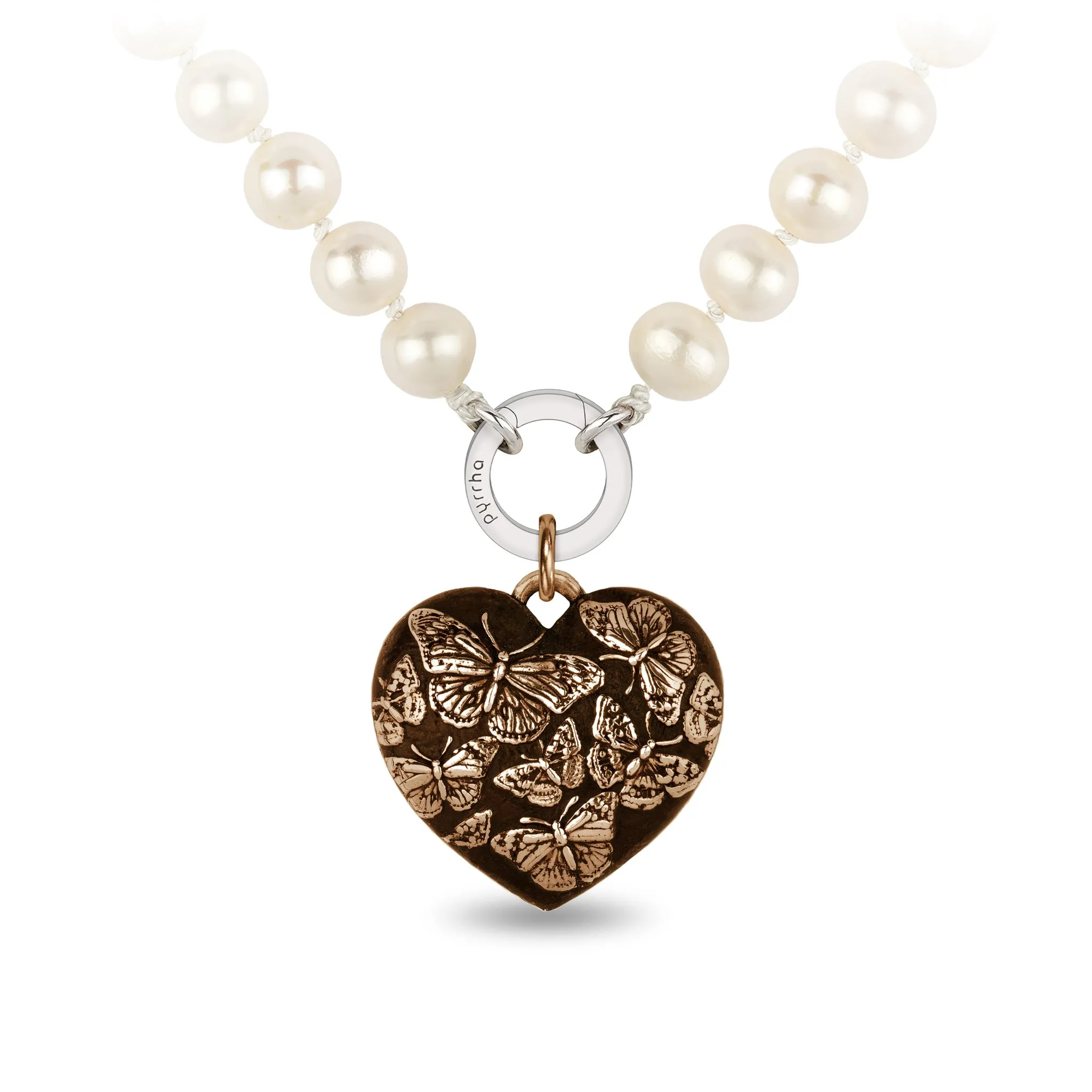 Butterfly Large Puffed Heart Knotted Freshwater Pearl Necklace