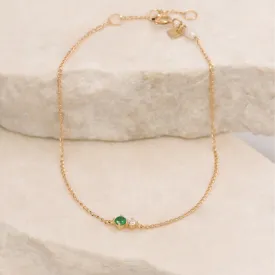 By Charlotte 14k Gold May Emerald Birthstone Bracelet