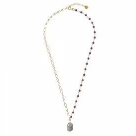Celebration Garnet and Labradorite Gold Necklace - A Beautiful Story