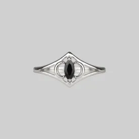 CELESTIAL. Two Moons Black Spinel Silver Ring