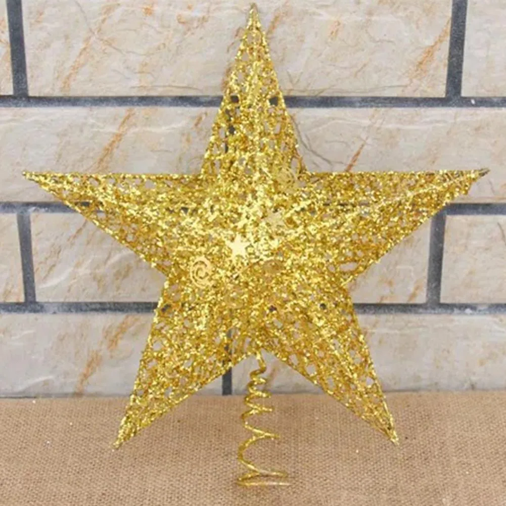 Christmas Tree Decorative Shining Gold Star Xmas Pendants New Year Supplies