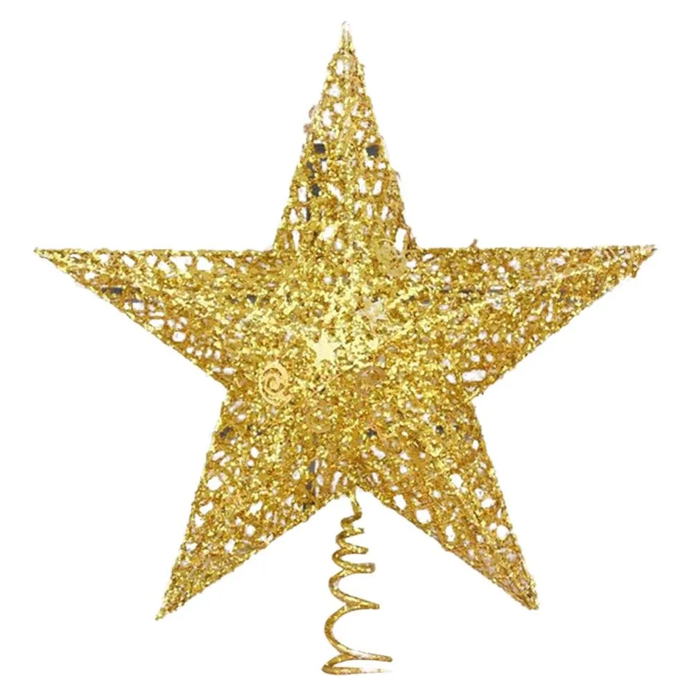 Christmas Tree Decorative Shining Gold Star Xmas Pendants New Year Supplies
