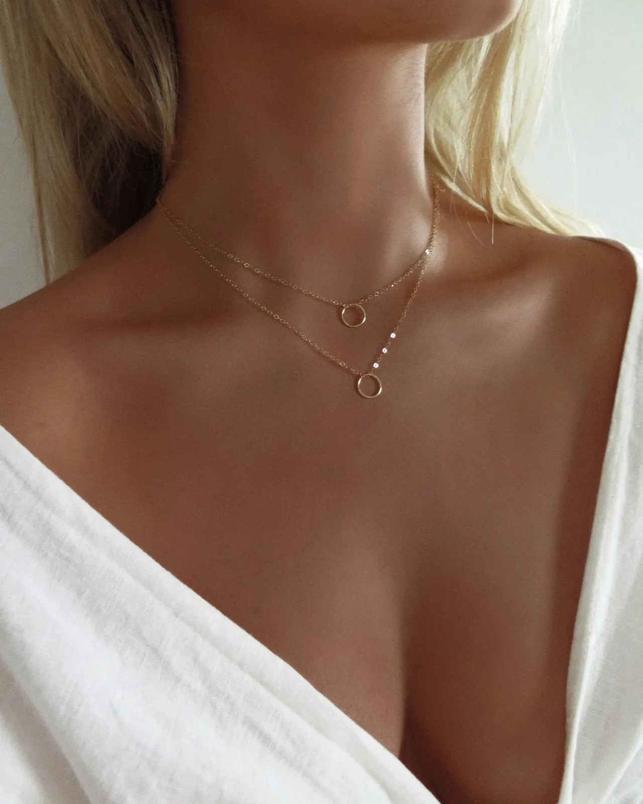 Circle Necklace  - 14k Yellow Gold Fill