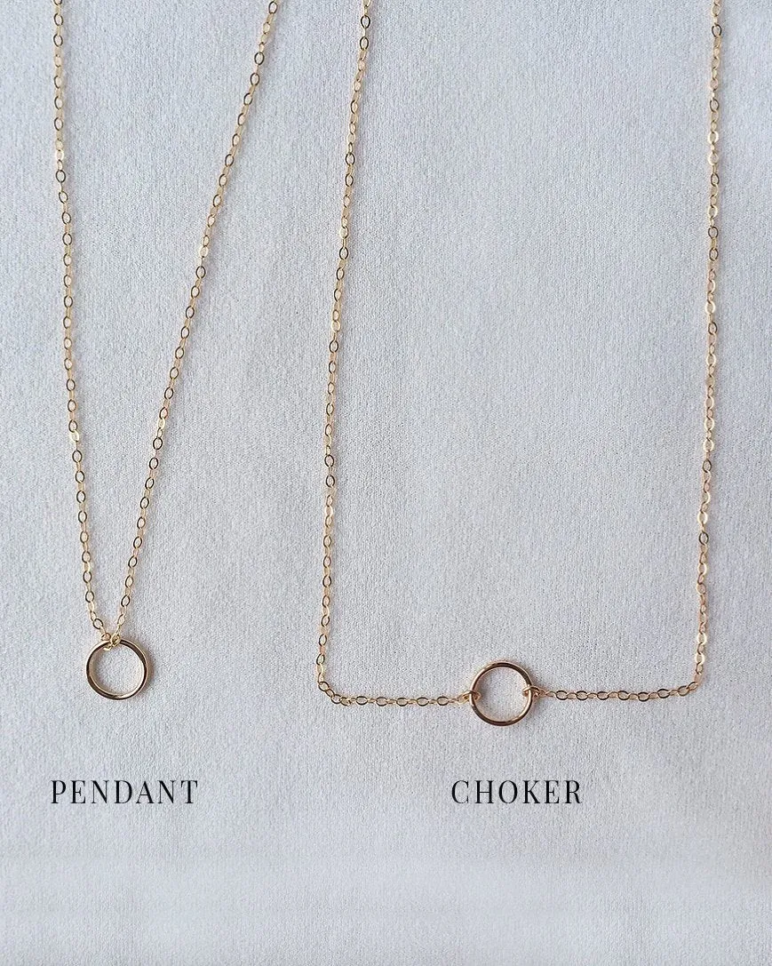 Circle Necklace  - 14k Yellow Gold Fill