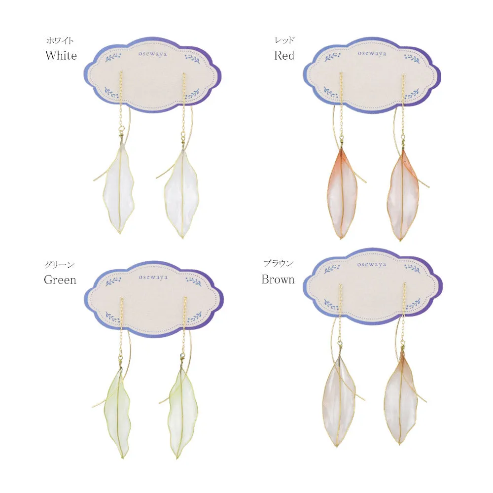 Clear Leaf Thread Through Earrings