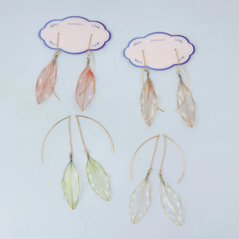 Clear Leaf Thread Through Earrings