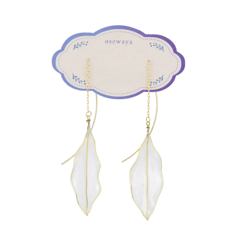 Clear Leaf Thread Through Earrings