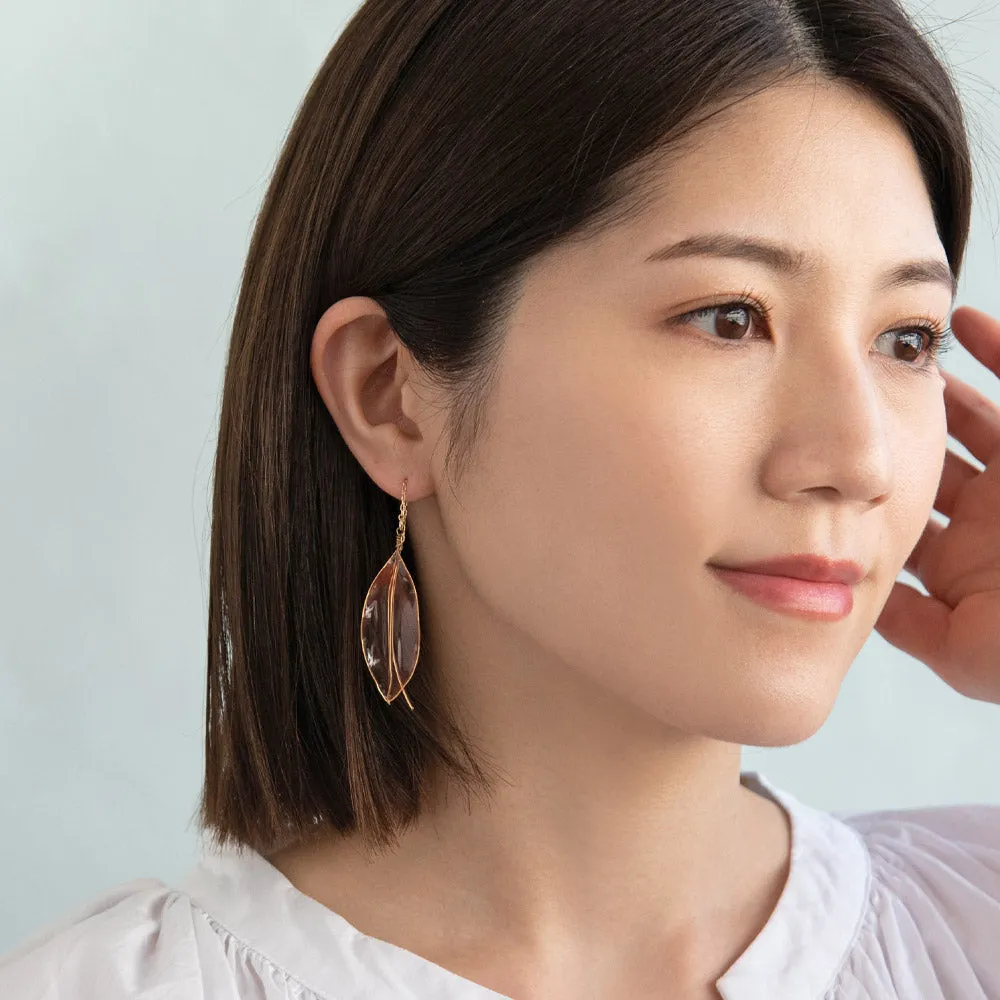Clear Leaf Thread Through Earrings