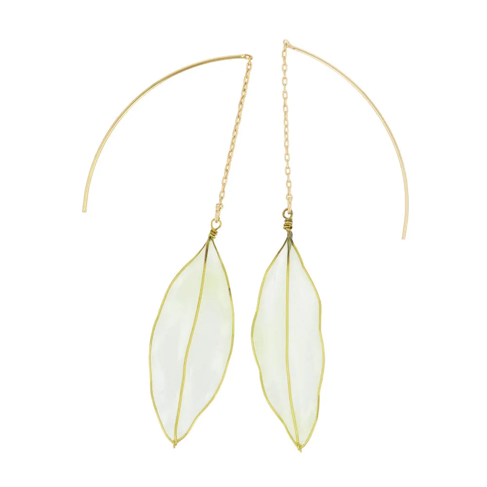 Clear Leaf Thread Through Earrings