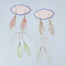 Clear Leaf Thread Through Earrings