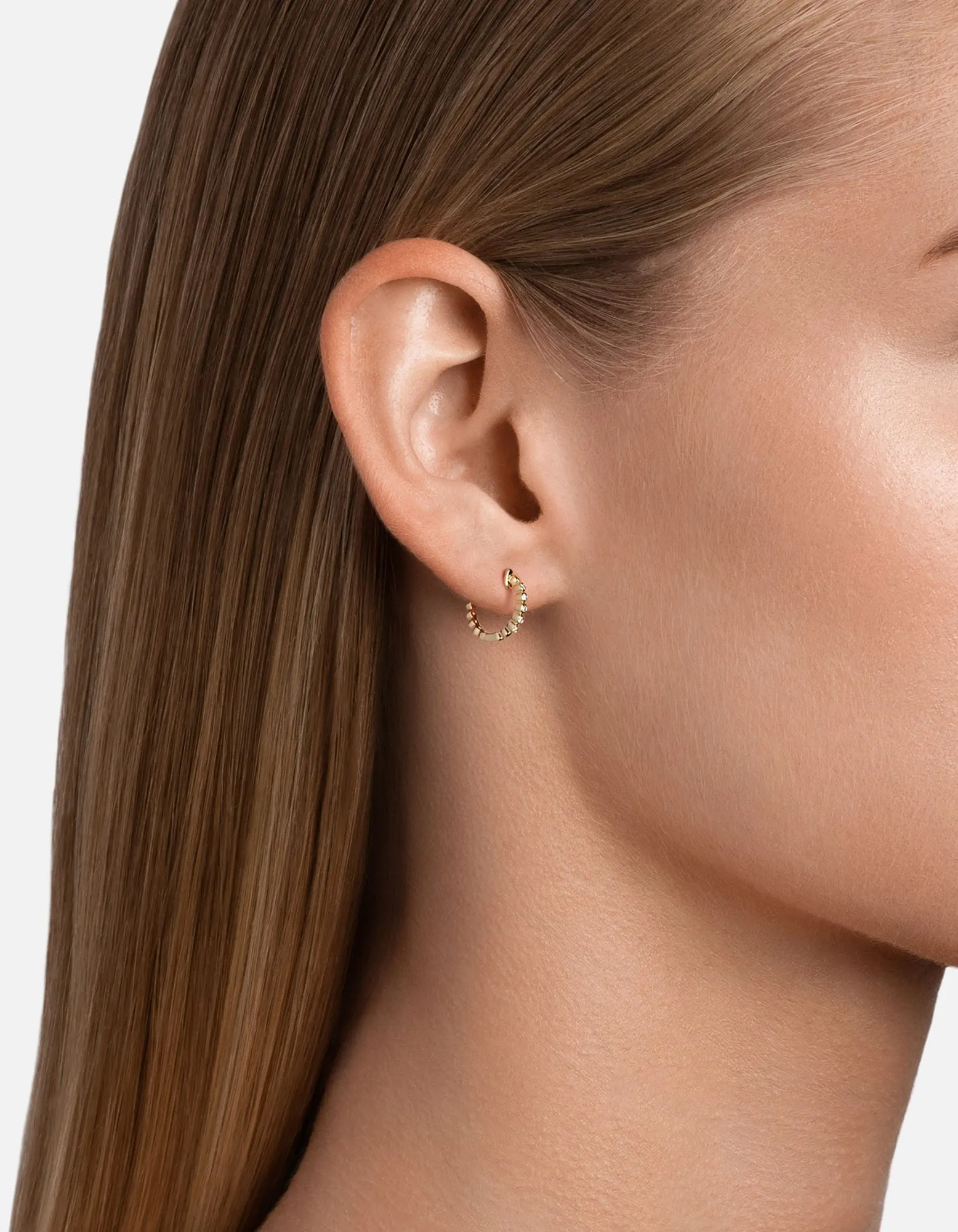 Cleo Huggie Earrings, 14k Gold Pavé