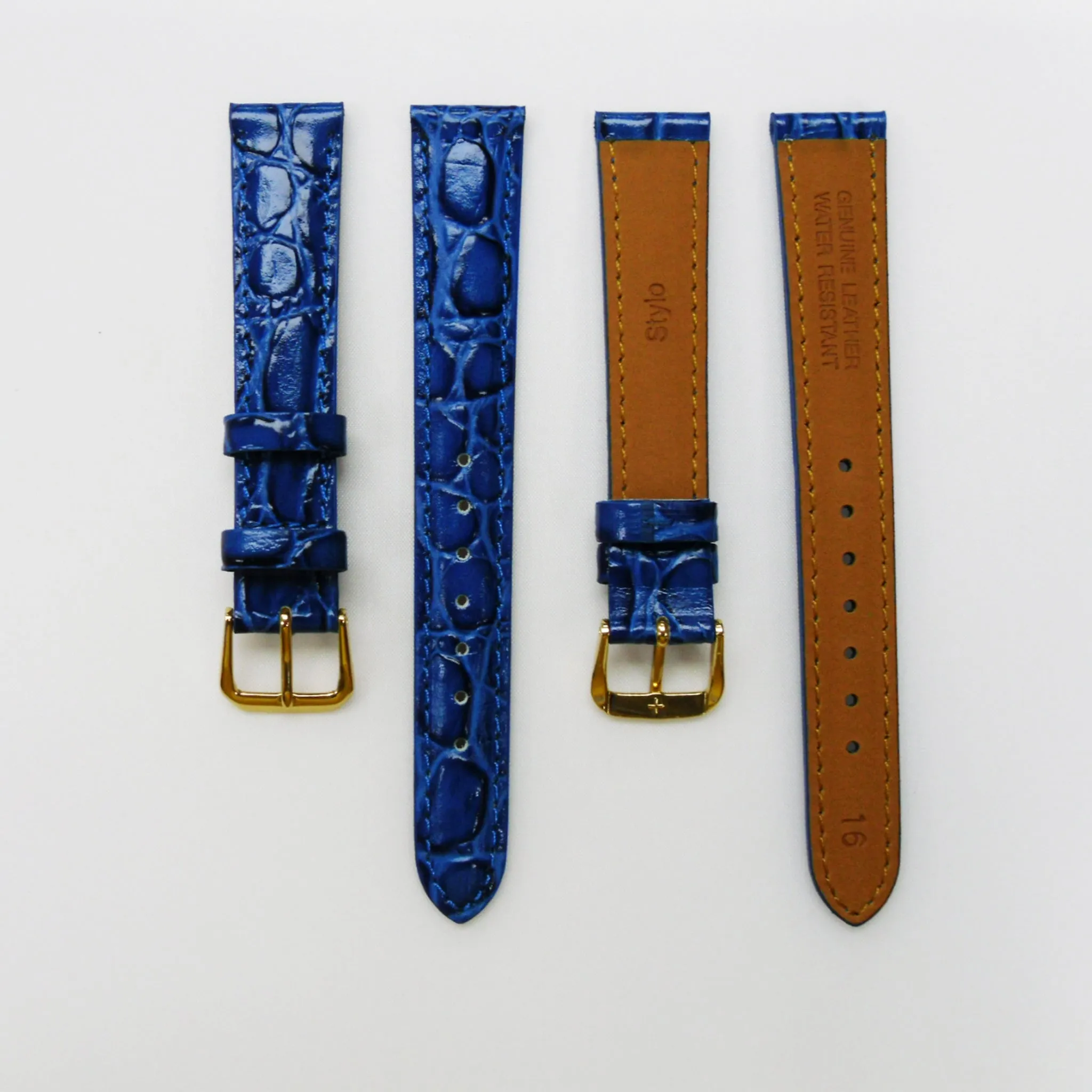 Crocodile Watch Grain Strap For Men 16 MM Band Black Color, Regular Size, Watch Band Replacement