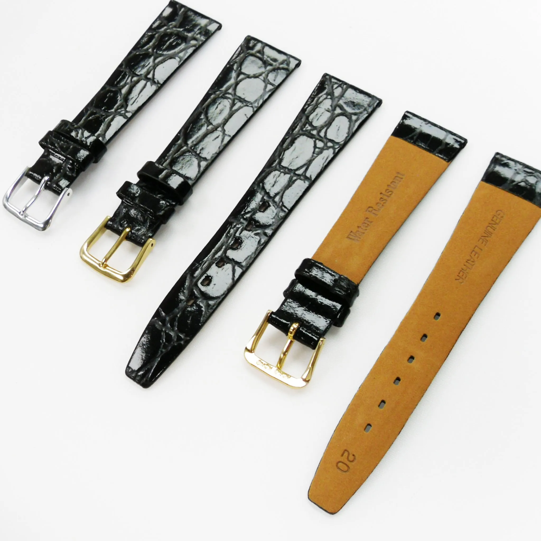 Crocodile Watch Grain Strap For Men 16 MM Band Black Color, Regular Size, Watch Band Replacement