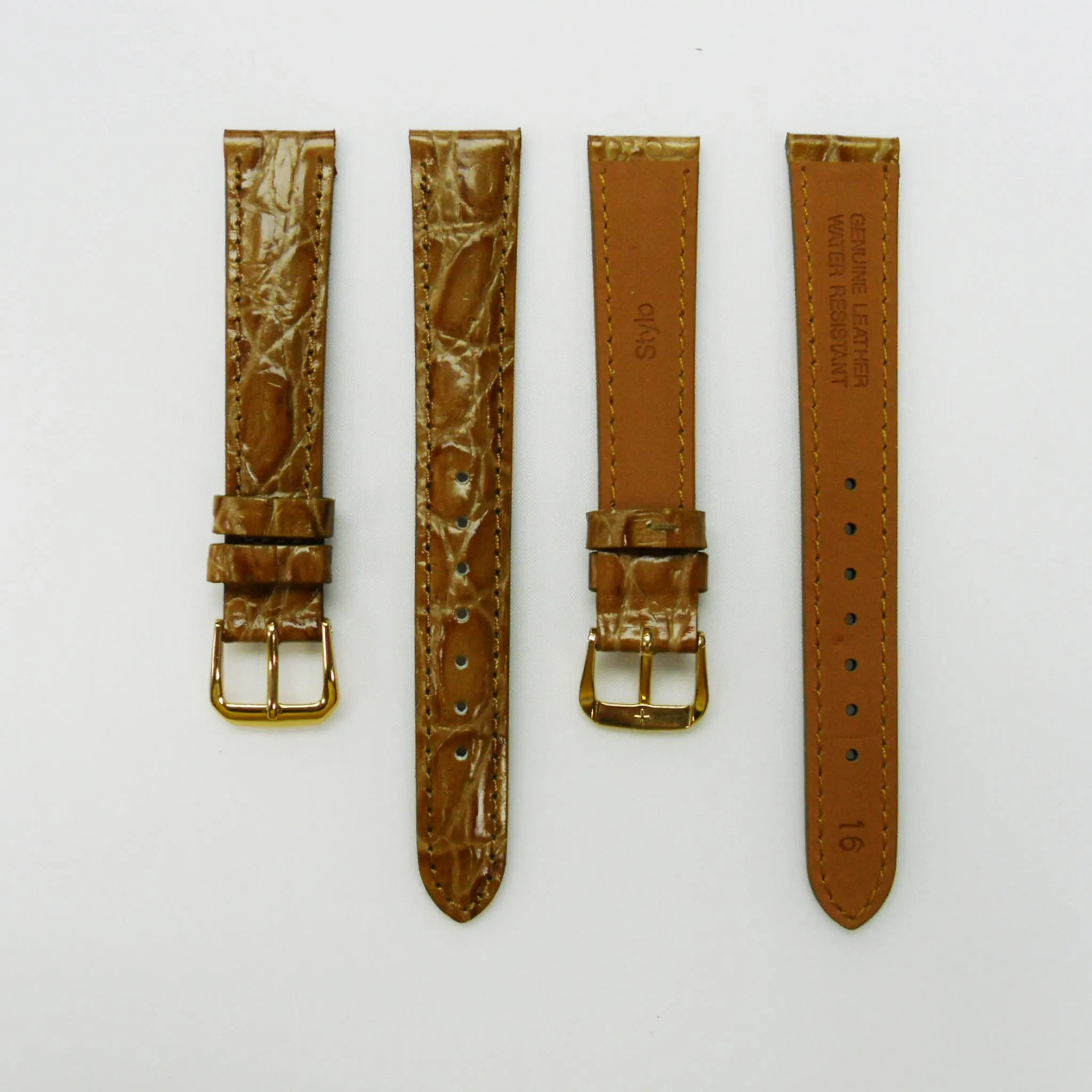 Crocodile Watch Grain Strap For Men 16 MM Band Black Color, Regular Size, Watch Band Replacement
