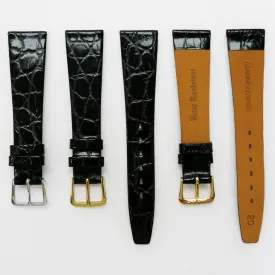 Crocodile Watch Grain Strap For Men 16 MM Band Black Color, Regular Size, Watch Band Replacement