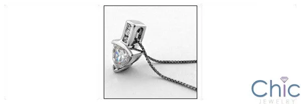 Cubic Zirconia Cz 1 Ct Triangle Channel Bail Pendant