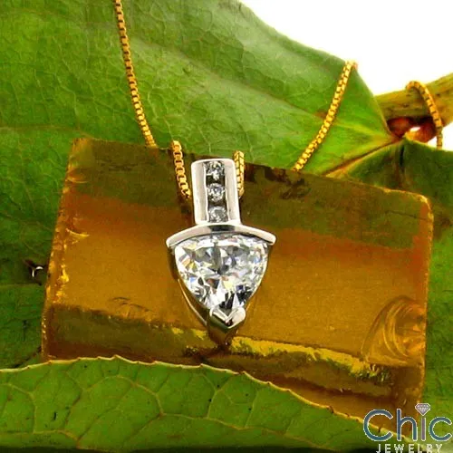 Cubic Zirconia Cz 1 Ct Triangle Channel Bail Pendant