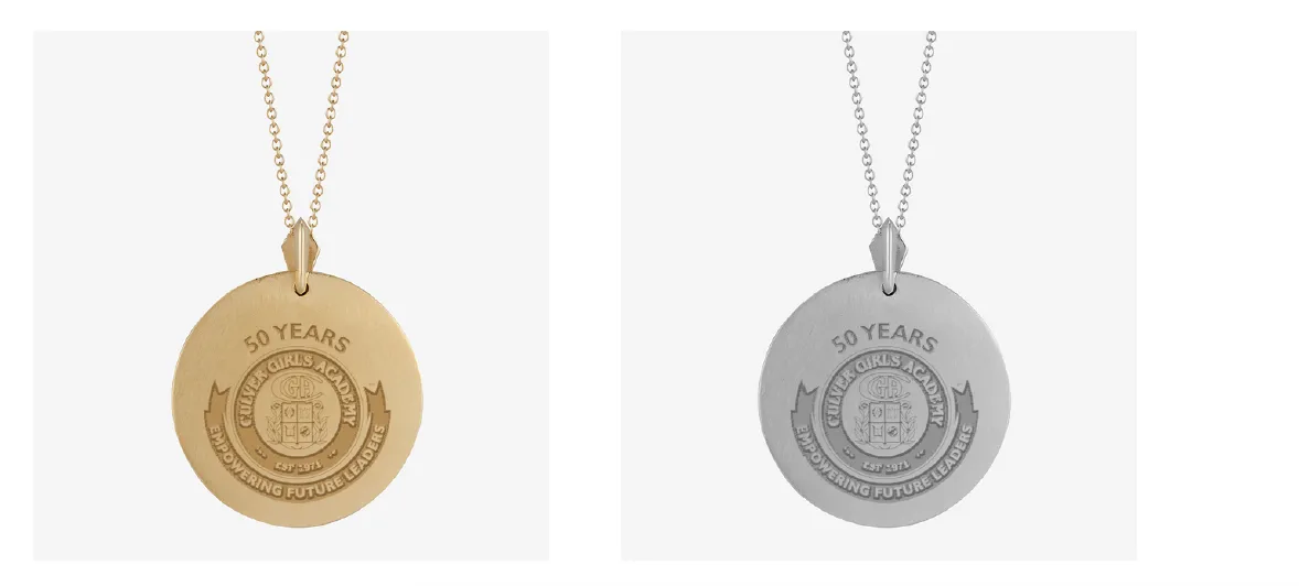 Culver Academy for Girls Crest Florentine Necklace - Cavan Gold
