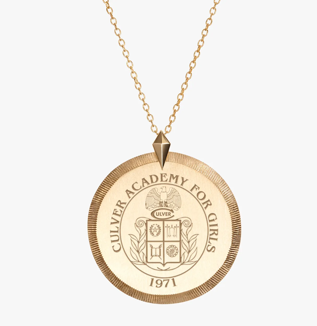 Culver Academy for Girls Crest Florentine Necklace - Cavan Gold