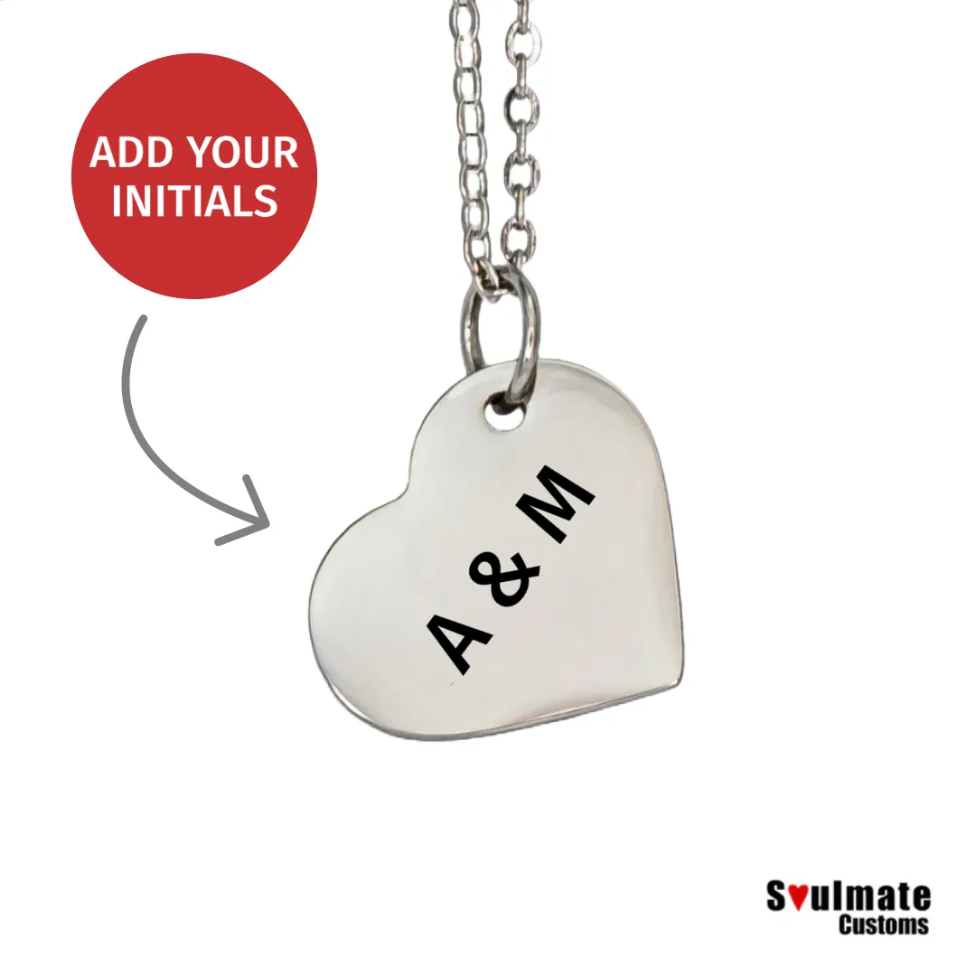 Custom Soulmate© Slanted Heart Rose Gold Initials Necklace