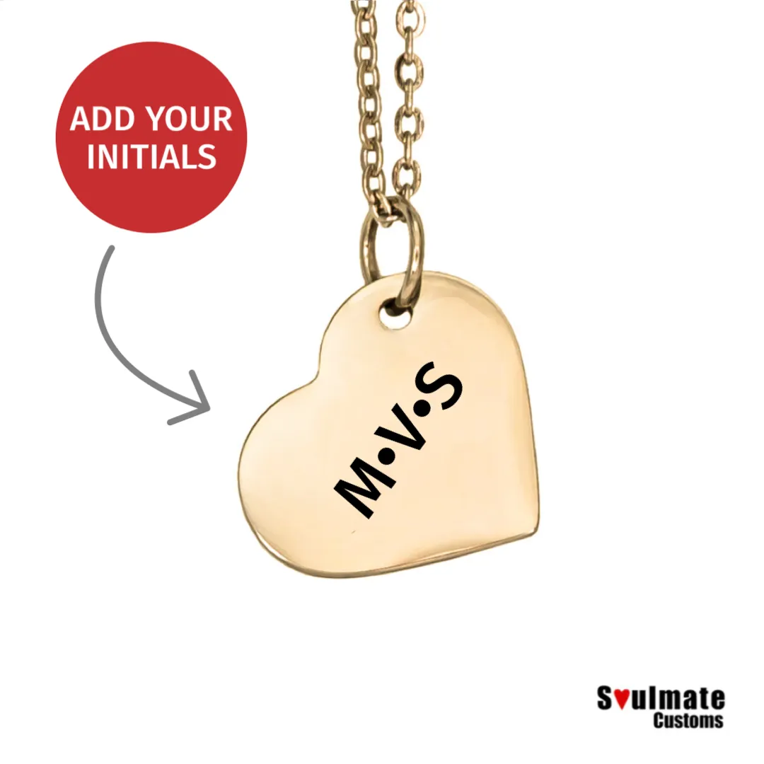 Custom Soulmate© Slanted Heart Rose Gold Initials Necklace