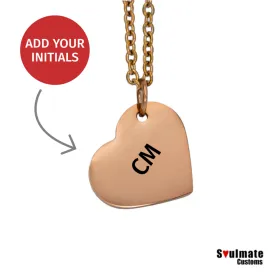 Custom Soulmate© Slanted Heart Rose Gold Initials Necklace