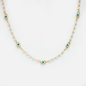 Dainty Evil Eye Pearl Necklace