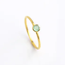 Dainty Stackable Aqua Chalcedony Ring : March Birthstone