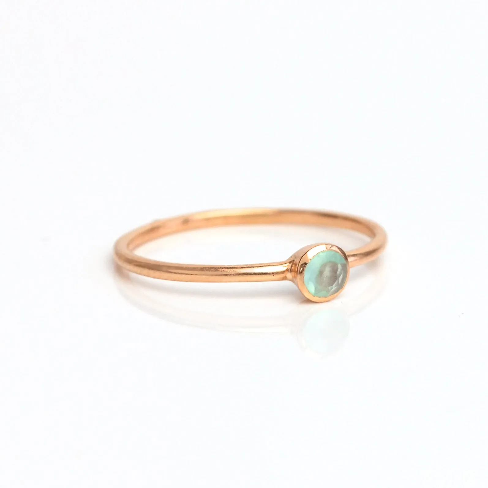 Dainty Stackable Aqua Chalcedony Ring : March Birthstone