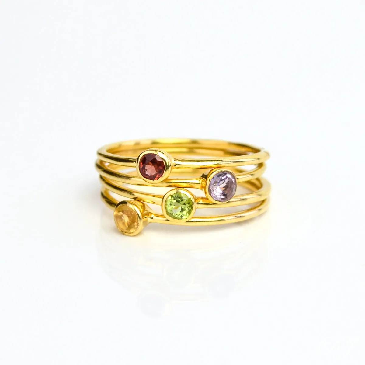 Dainty Stackable Aqua Chalcedony Ring : March Birthstone