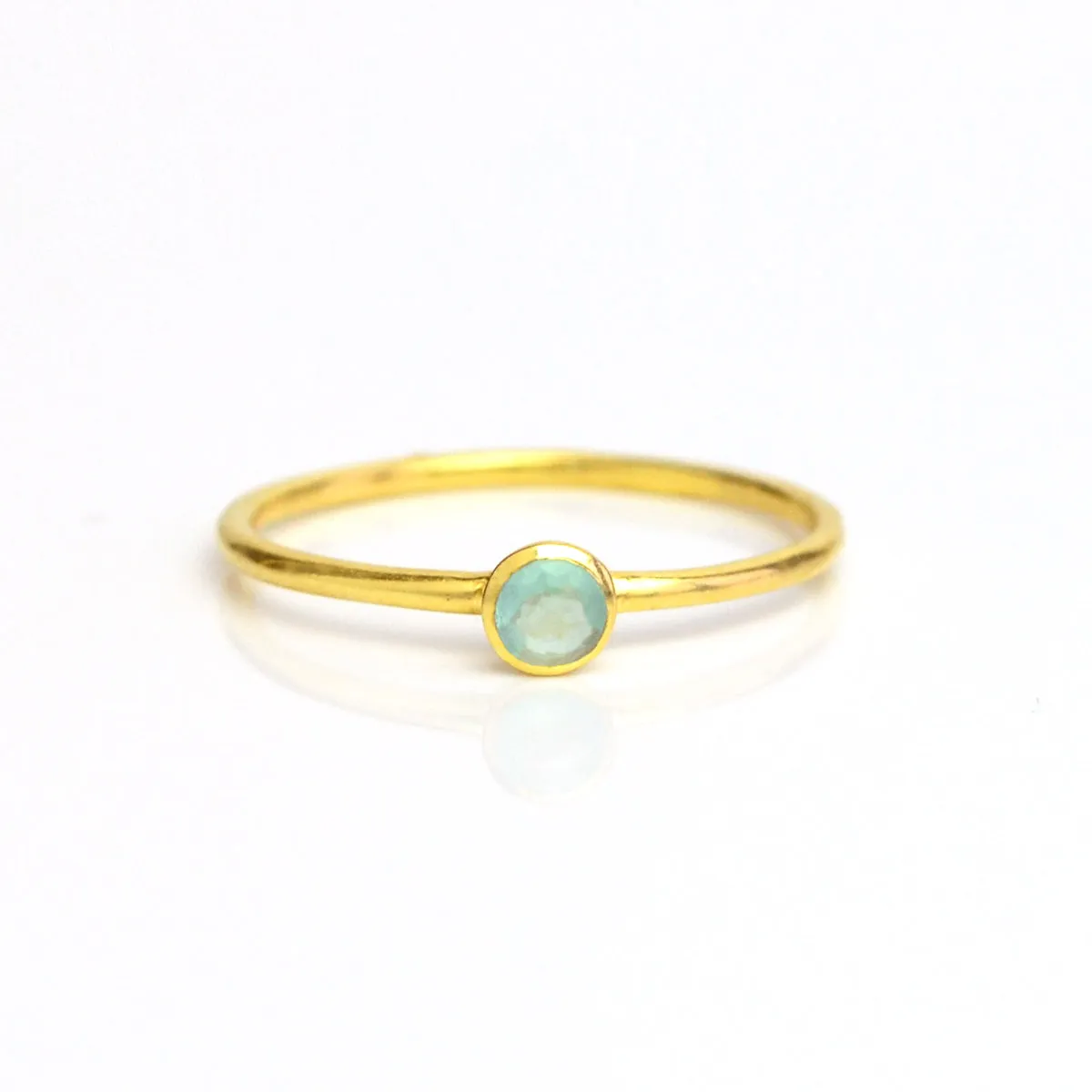 Dainty Stackable Aqua Chalcedony Ring : March Birthstone