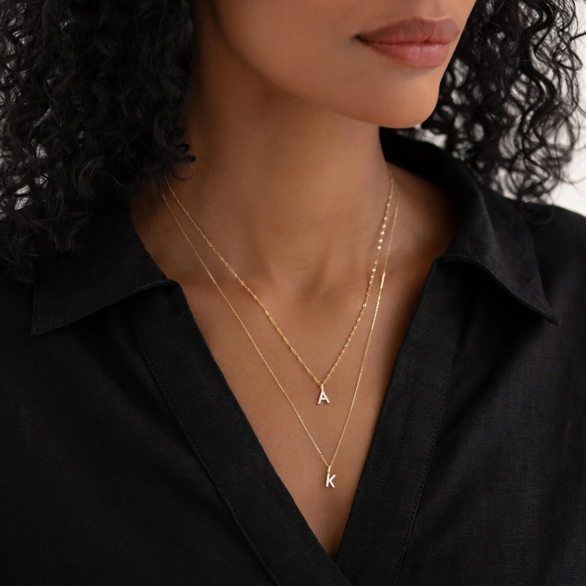 Diamond Initial Pendant 14k Gold - I