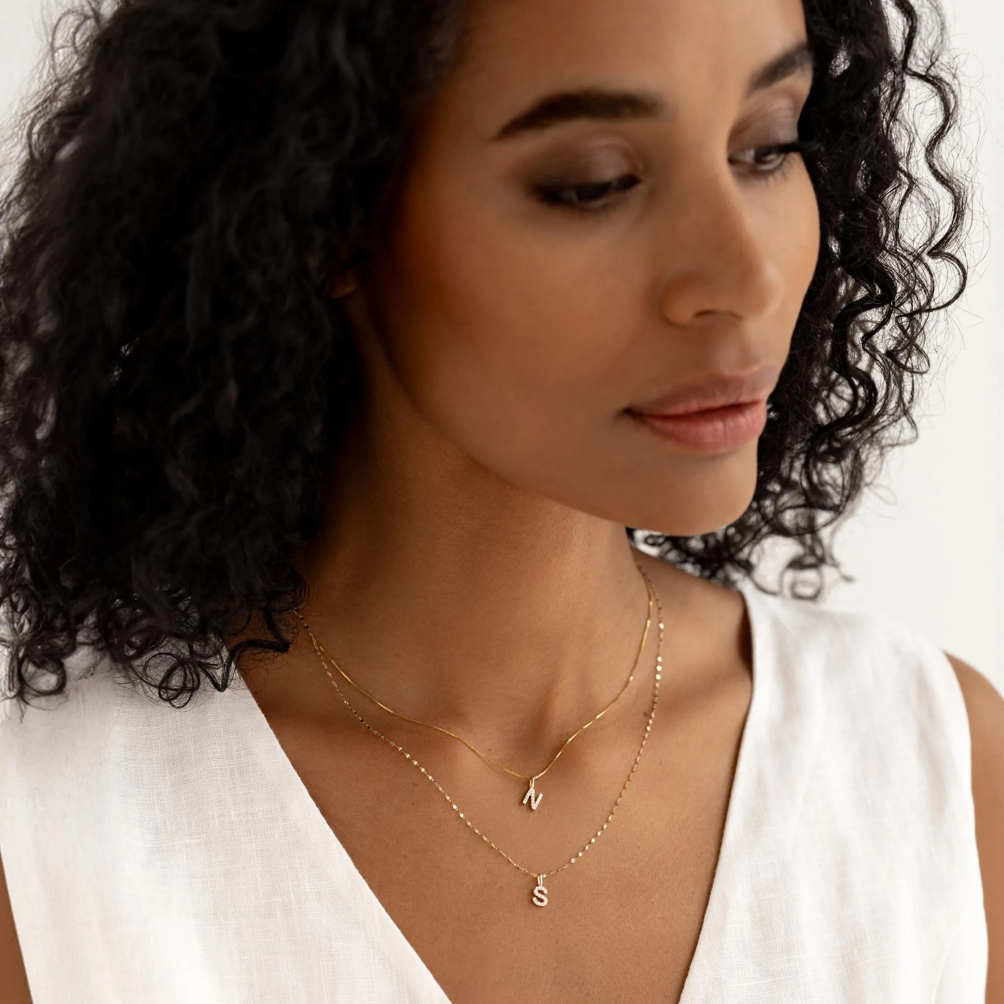 Diamond Initial Pendant 14k Gold - U