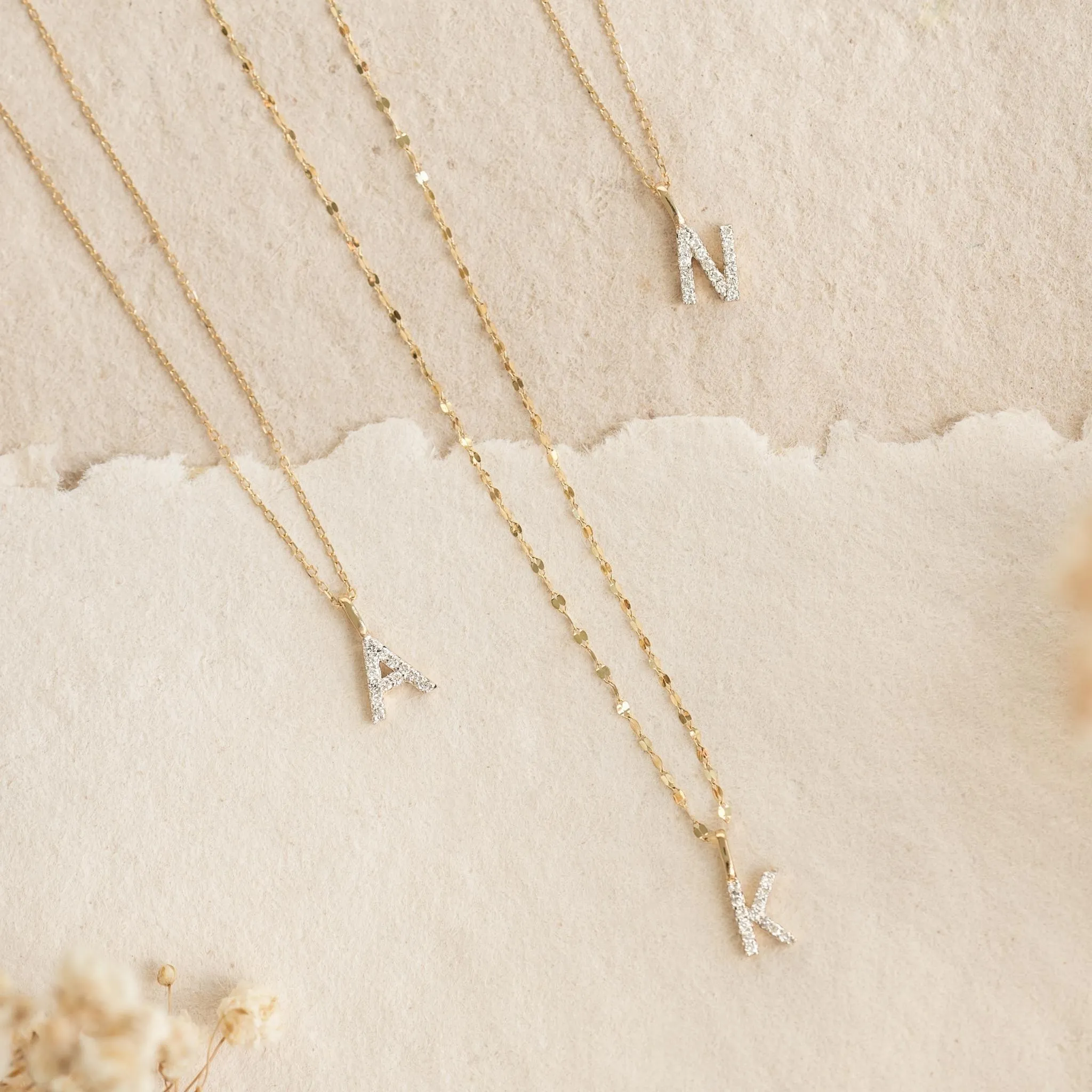 Diamond Initial Pendant 14k Gold - U
