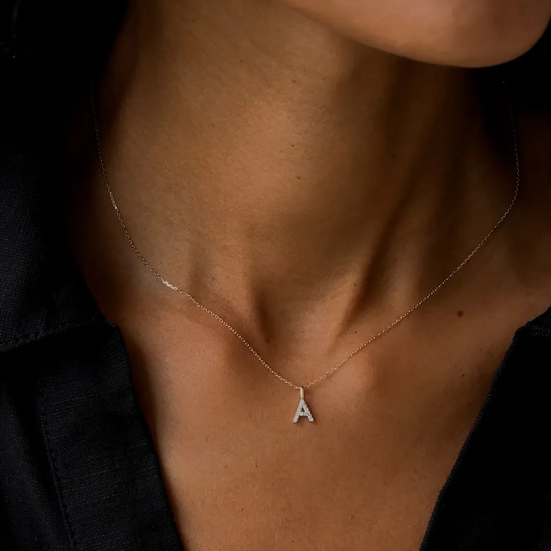 Diamond Initial Pendant 14k Gold - U