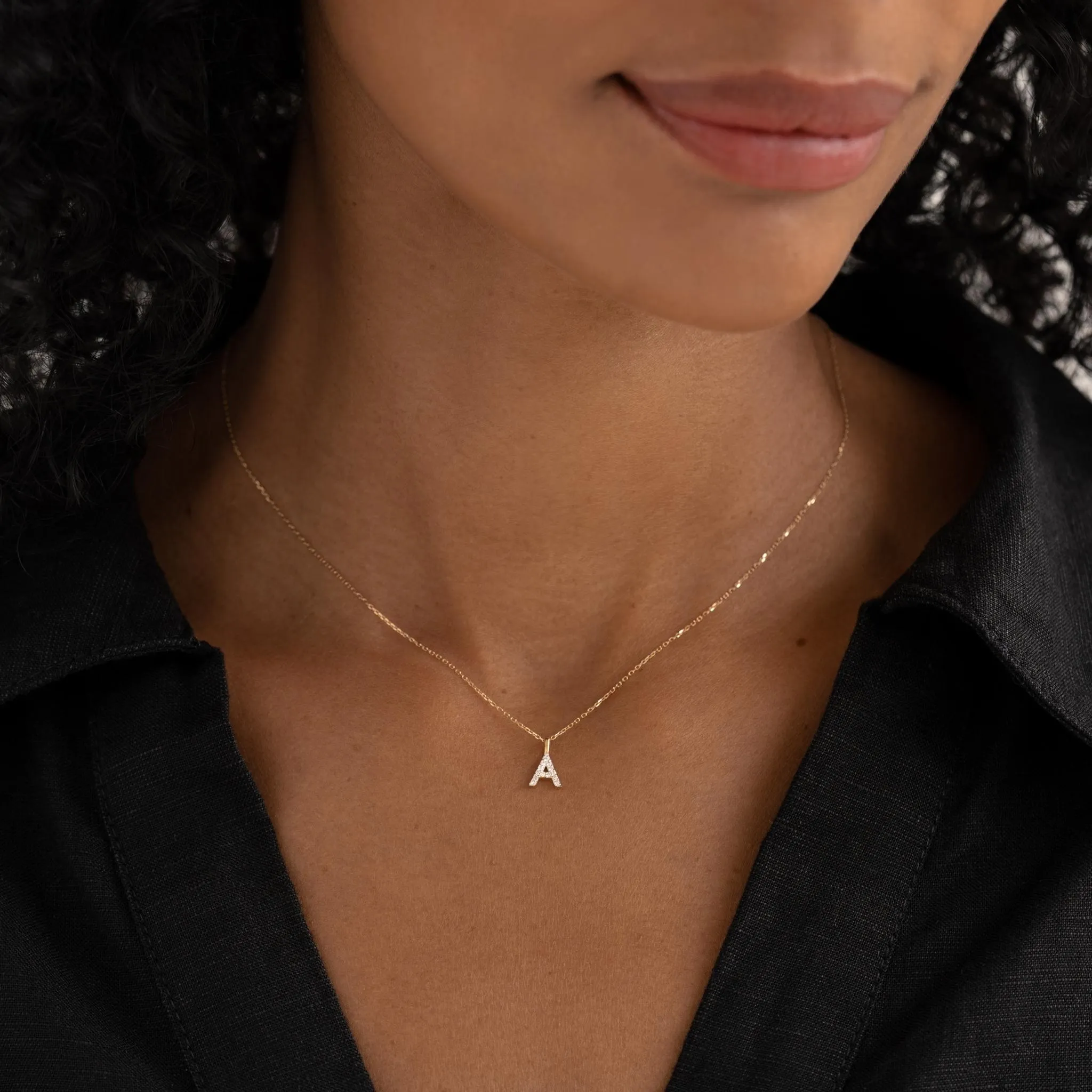 Diamond Initial Pendant 14k Gold - U
