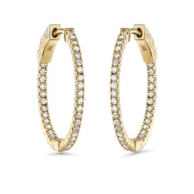 Diamond Inside-Out 0.75'' Hoop Earrings (0.55 ct.) 1.3 mm in 14K Gold
