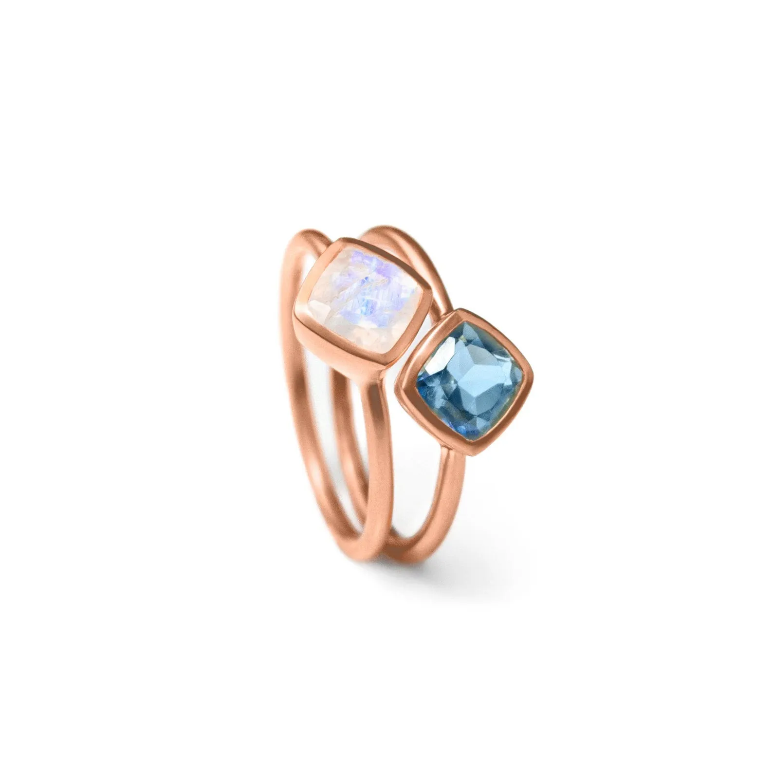 Diamond Shape Moonstone Stacking Ring • June Birthstone