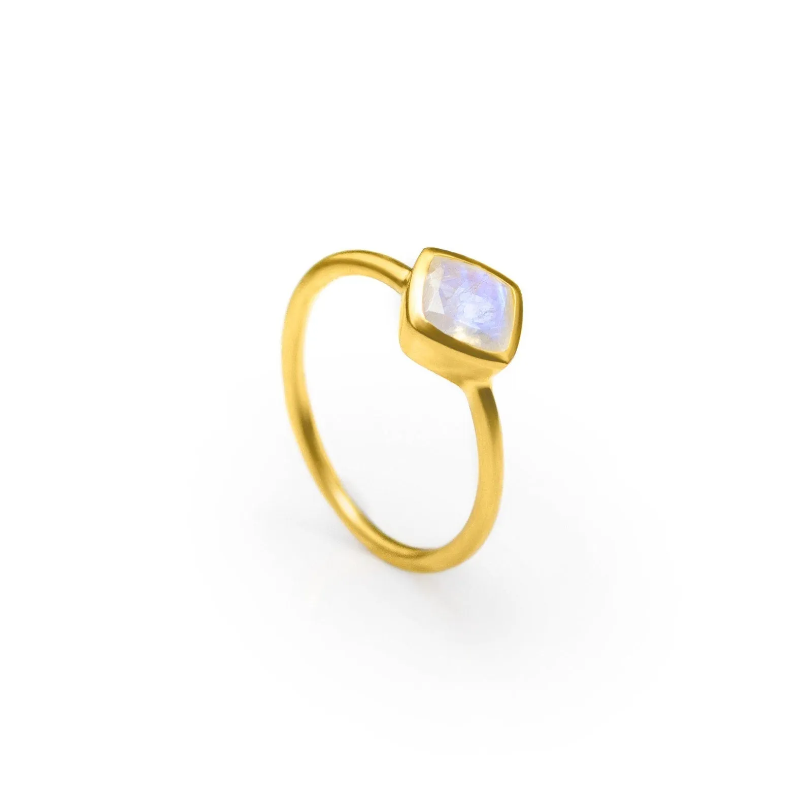 Diamond Shape Moonstone Stacking Ring • June Birthstone