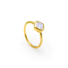 Diamond Shape Moonstone Stacking Ring • June Birthstone