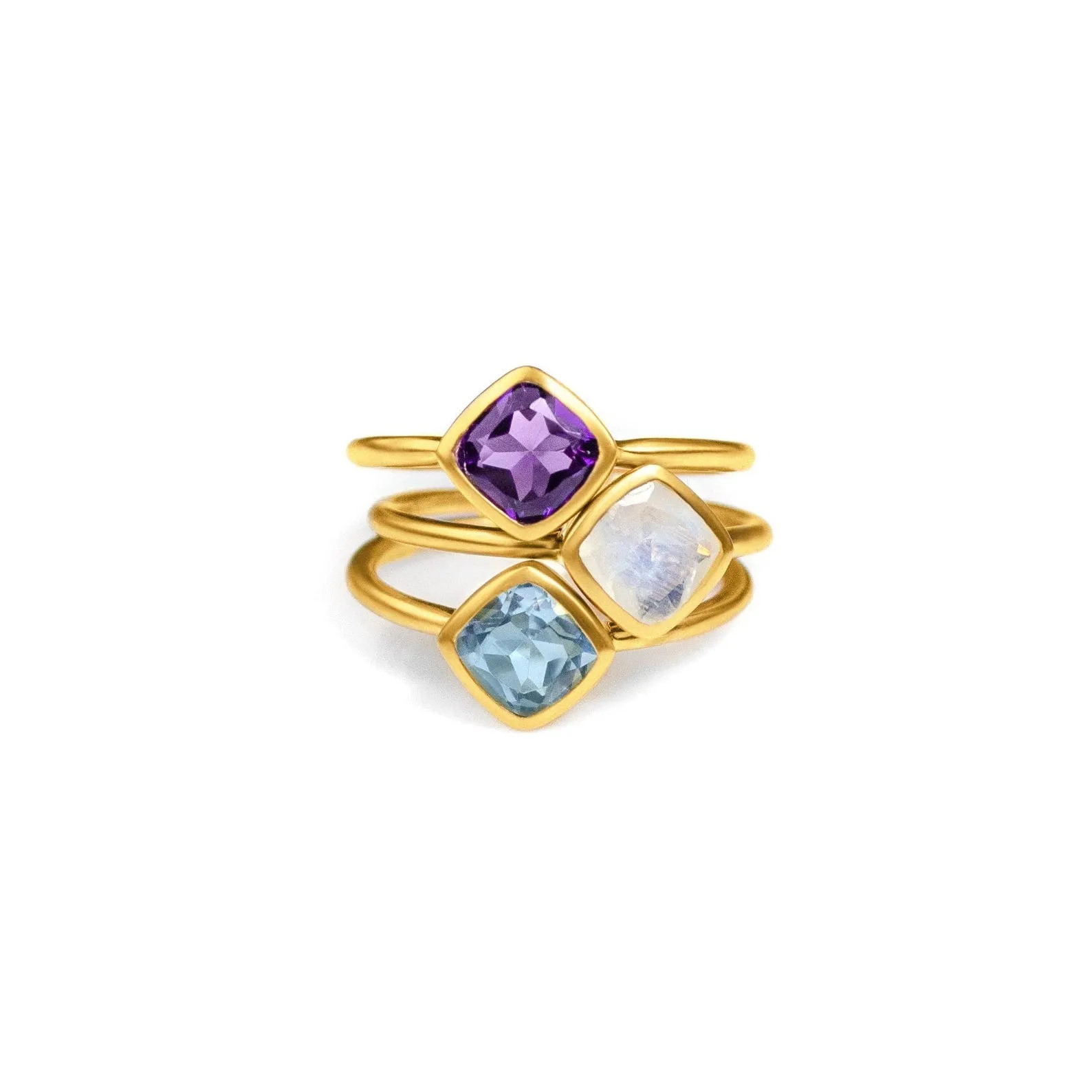 Diamond Shape Moonstone Stacking Ring • June Birthstone
