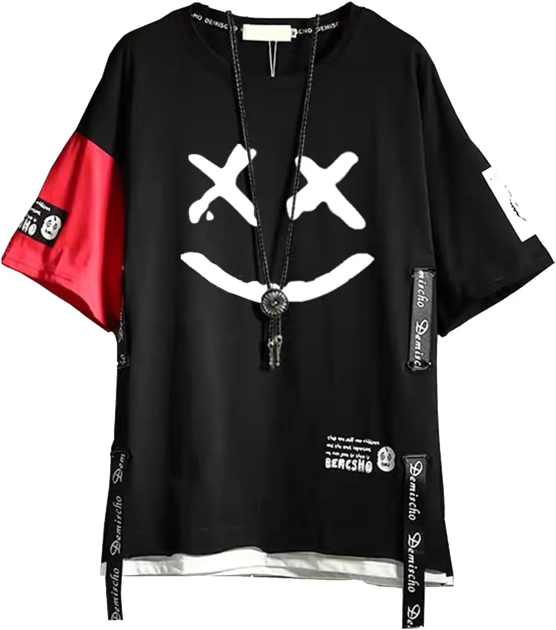 DUDHUH Mens T-Shirts Techwear Japanese Streetwear Hip Hop Short Sleeve Shirts for Men