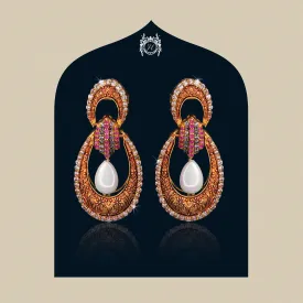 Earrings in Chetum, Pearls and Zircons