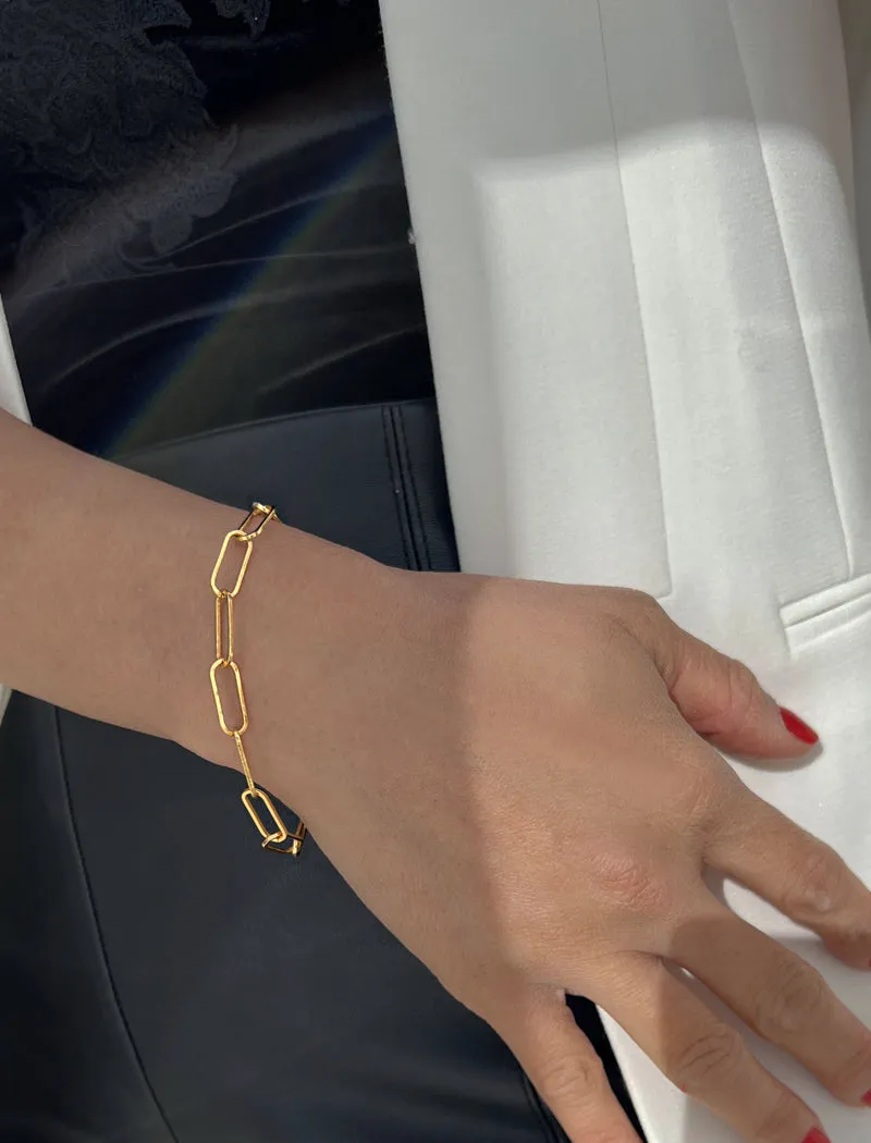 ESSENTIAL Large Paperclip Link Chain Bracelet | 18K Gold Over Sterling Silver